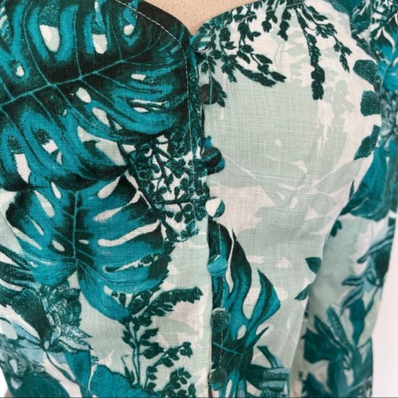 Guess Telana 100% Linen Jungle Print Top Small NWT - Picture 4 of 9